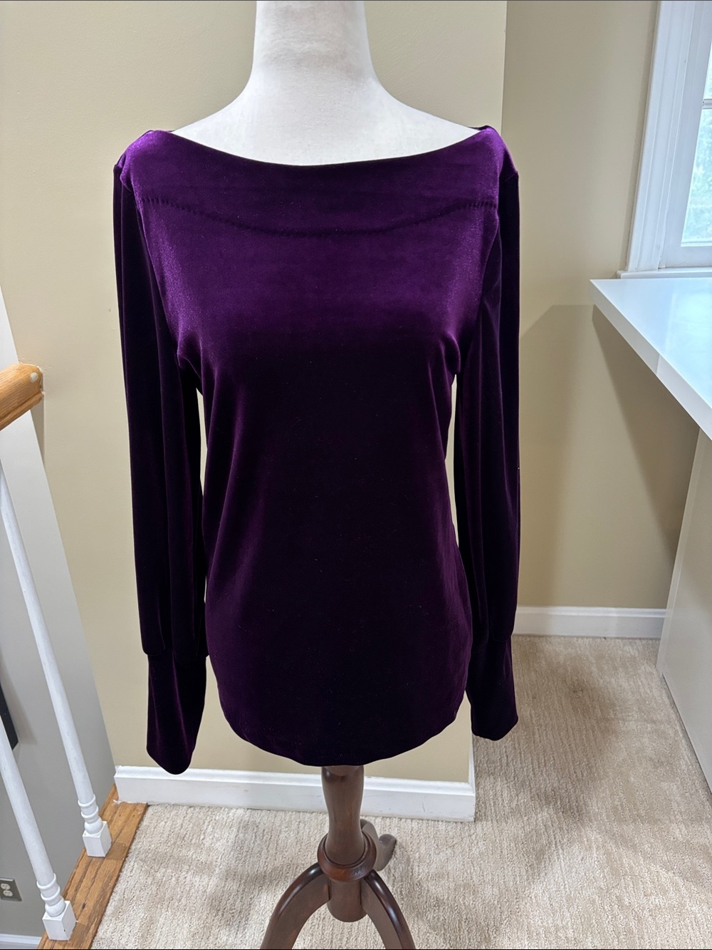 Lauren Ralph Lauren Deep Purple Velvet Top Size M EUC